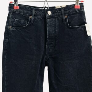 Free People Women's Distressed Tapered Baggy Boyfriend Jeans Black Size 27